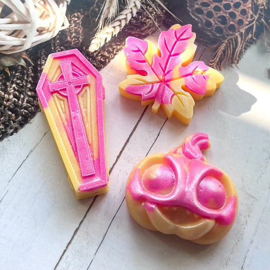 Autumn Raspberry & Amber Rose ~ Coffin, Leaf, Pumpkin Wax Melt