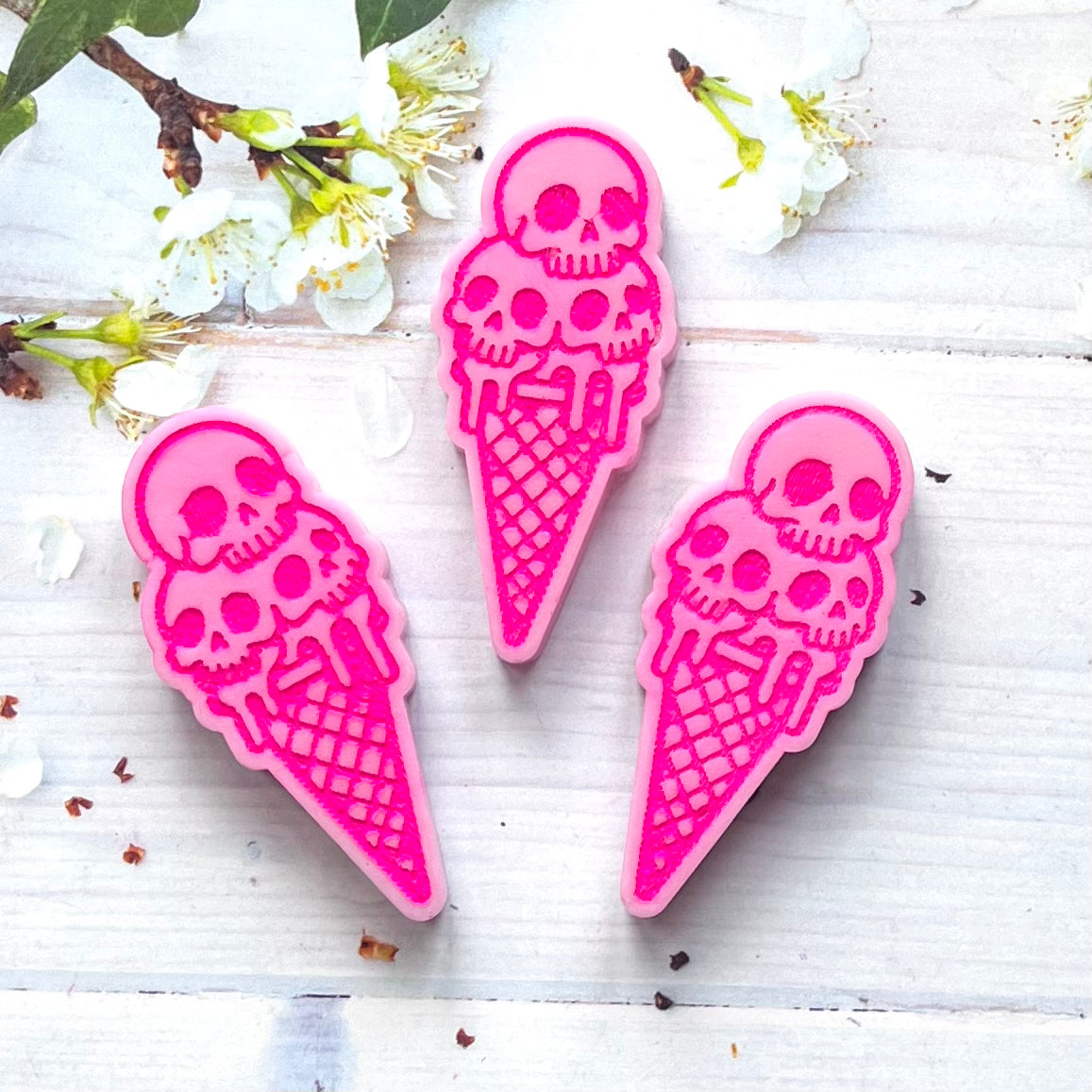 Fluffy Pink Candy ~ 1 x Skull Ice Cream Wax Melt
