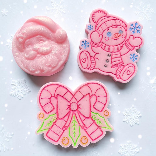 Pink Sugar & Spice ~ Santa, Snowman, Candy Cane Wax Melt