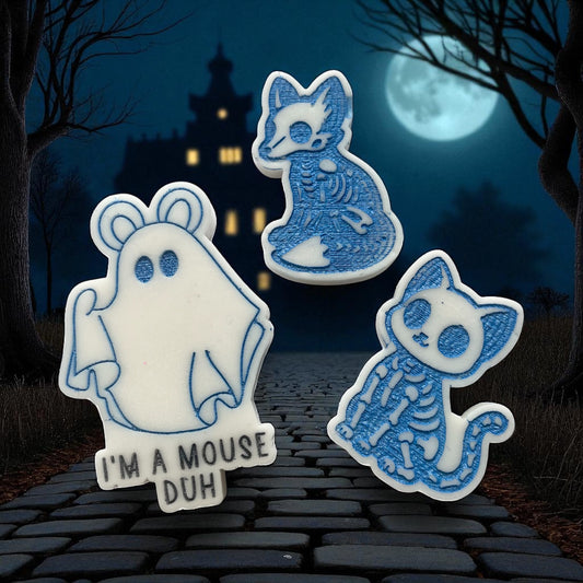 Ghostly Souls ~ Skelecat & Skelefox Duo/Ghost Mouse Wax Melts